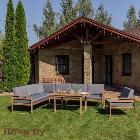 Обеденный комплект Royal Family BROOKLYN с угловым диваном из акации фото 2