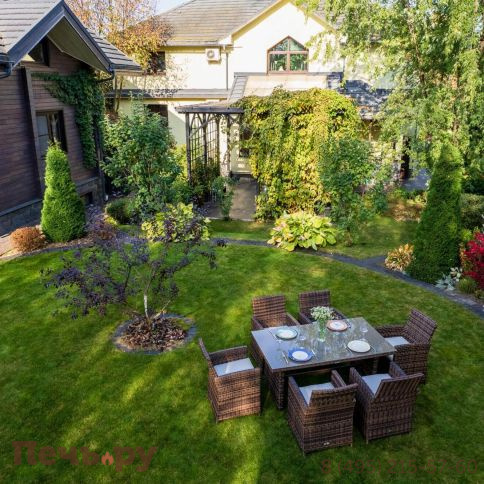 Обеденный комплект Royal Family Fiona из искусственного ротанга коричневого цвета фото 6