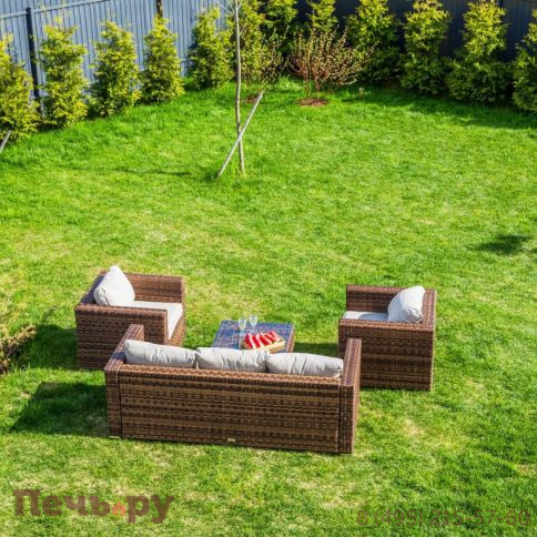 Обеденный комплект Royal Family Karl с трёхместным диваном коричневого цвета фото 2