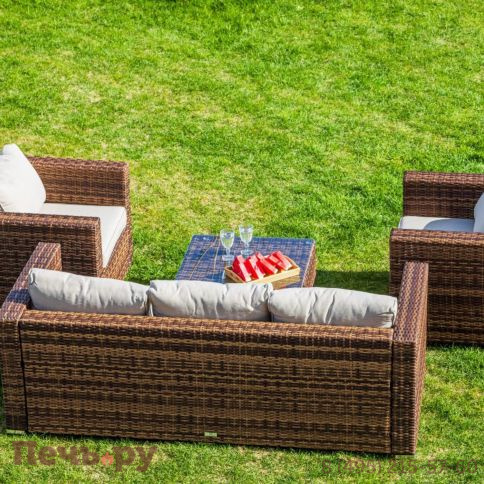 Обеденный комплект Royal Family Karl с трёхместным диваном коричневого цвета фото 3