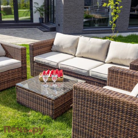 Обеденный комплект Royal Family Karl с трёхместным диваном коричневого цвета фото 5