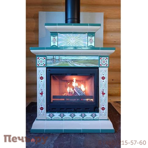 Облицовка камина КимрПечь Билибин пристенный-двухъярусный художественный фото 6