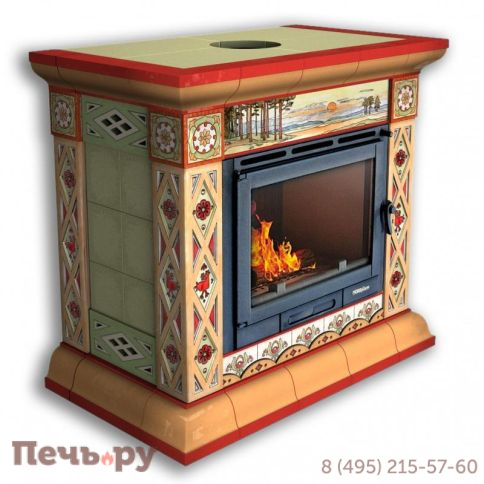 Облицовка камина КимрПечь Билибин пристенный художественный фото