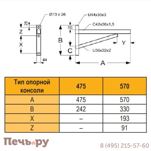Опорная консоль Schiedel Permeter 570 мм фото 2
