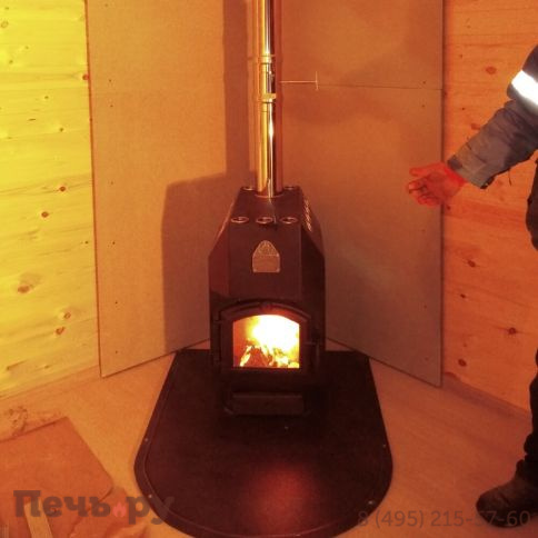 Отопительная печь ТМФ Профессор Бутаков Инженер с чугунной дверцей и стеклом фото 2