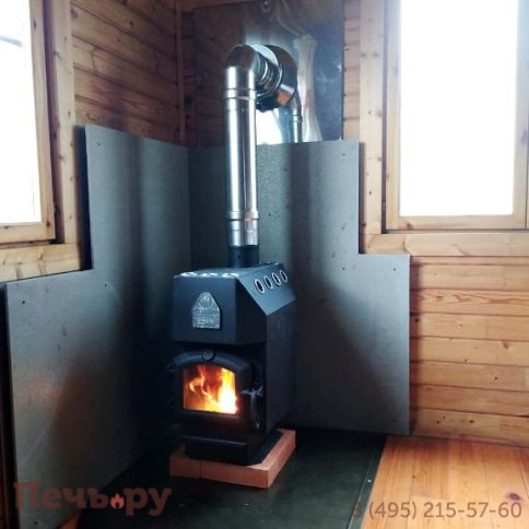 Отопительная печь ТМФ Профессор Бутаков Студент с чугунной дверцей и стеклом фото 4