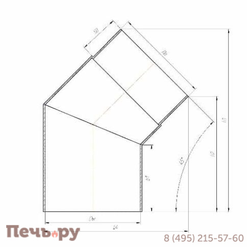 Отвод КПД черный 45°  фото 5