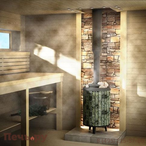 Печь банная Прометалл Атмосфера L КТТ в облицовке наборные ламели фото 23