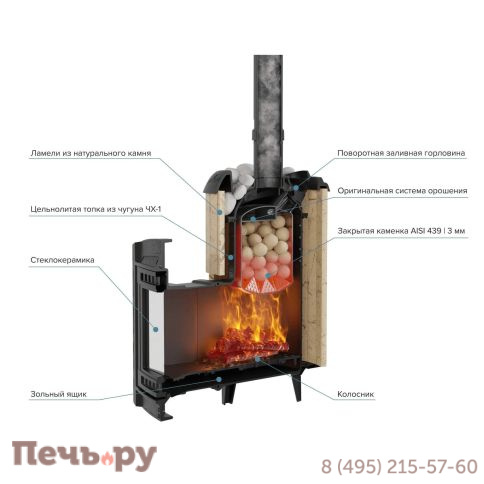 Печь банная Прометалл Атмосфера L в облицовке наборные ламели фото 14