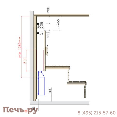 Печь для сауны Lang R 33/2, 12 кВт (скрытая установка) фото 4