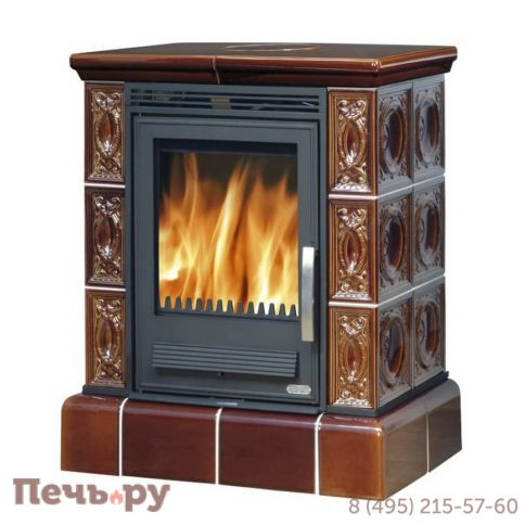 Печь-камин ABX Helvetia KP, с кафельным цоколем, с теплообменником фото