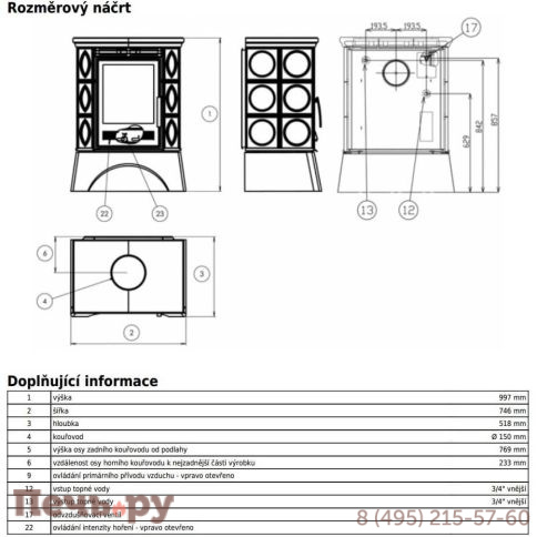 Печь-камин ABX Helvetia KP, с теплообменником, белый цоколь фото 6