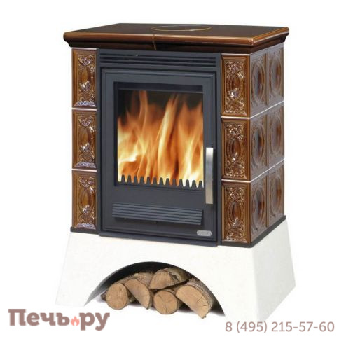 Печь-камин ABX Helvetia KPI белый цоколь, с теплообменником фото