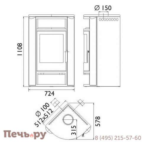 Печь камин ABX Polar 6 угловой фото 6
