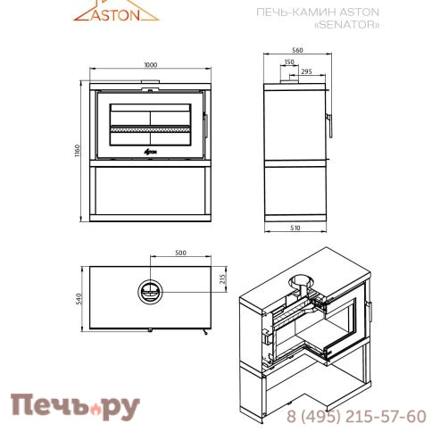Печь камин Aston Senator Black фото 9