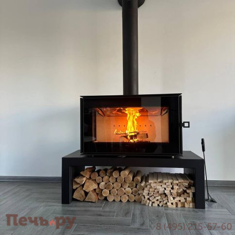 Печь камин Астов Куб 3С 800 на подиуме фото 5