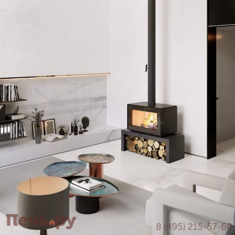 Печь камин Астов Куб 800 на подиуме фото 6