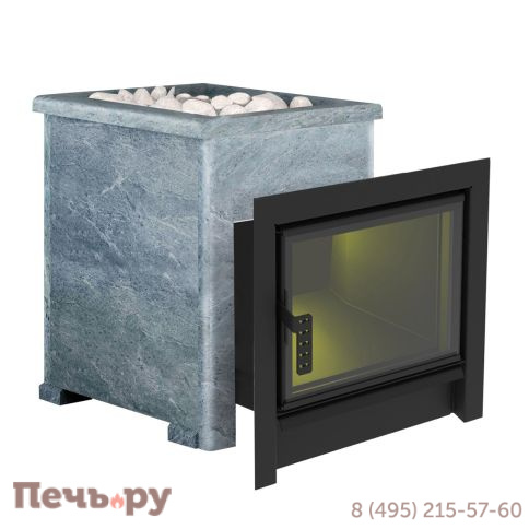 Печь-камин Березка Флагман 15 в каменной облицовке фото