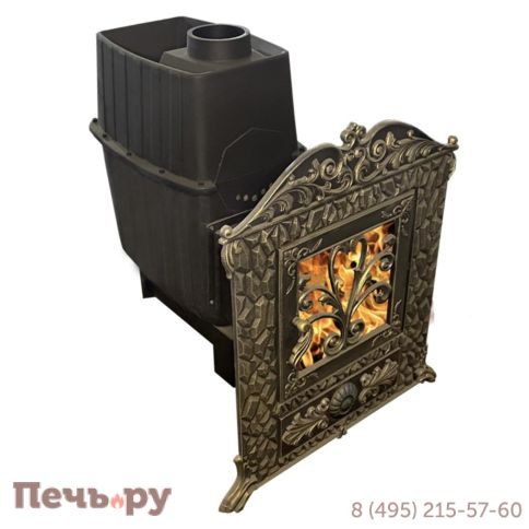 Печь-камин Березка Verona 50 3К-нерж, в каменной облицовке фото 3