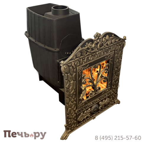 Печь-камин Березка Verona 50 3К-нерж, в каменной облицовке+облицовка дымохода 500 мм фото 3