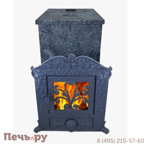 Печь-камин Березка Verona 50 3К-нерж, в каменной облицовке фото