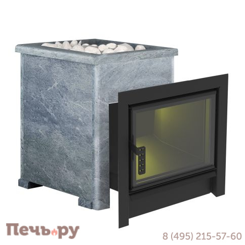 Печь-камин Березка Воевода-Флагман 20 в каменной облицовке фото