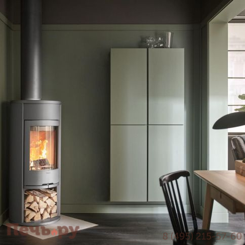 Печь камин Contura 610 Style серый, чугунная дверца и теплая полка фото 3