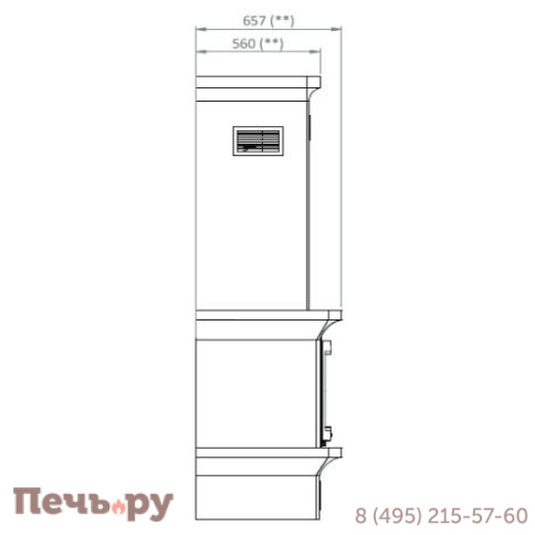 Печь камин Keddy K20, SK 2001, пристен., верх. подкл. фото 2