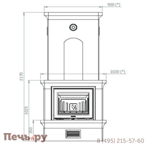 Печь камин Keddy K20, SK 2001, пристен., верх. подкл. фото 3