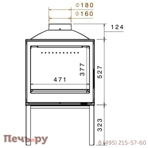 Печь-камин Liseo Castiron LCI 5 GF BG Stove, черное стекло фото 2