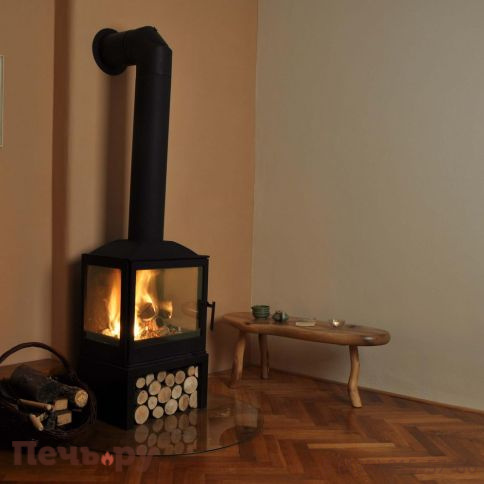 Печь-камин Liseo Castiron LCI 5 GFLR Stove, два боковых стекла фото 6