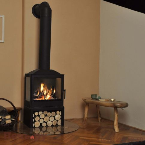 Печь-камин Liseo Castiron LCI 5 GFLR Stove, два боковых стекла фото 7