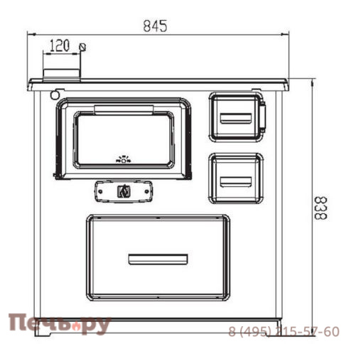 Печь камин Plamen Slavonac коричневая, труба слева фото 2