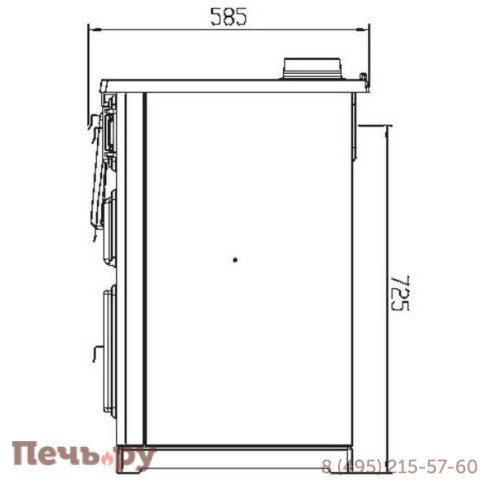 Печь камин Plamen Slavonac коричневая, труба слева фото 3
