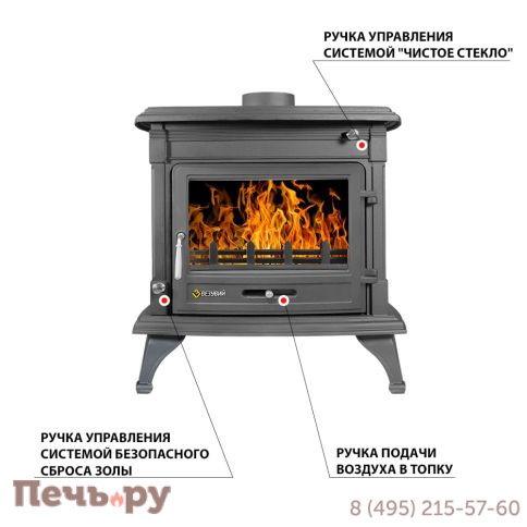 Печь камин Везувий AST-13К Антрацит д.150 мм фото 3