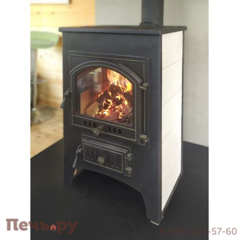 Печь-камин Везувий ПК-01 (205) с плитой беж. 12 кВт фото 2