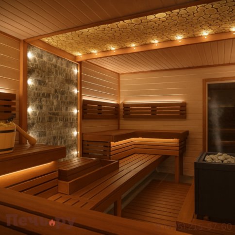 Печь с парогенератором для бани и сауны Lang THERMOS vapo noir 9 кВт (1,5 кВт) фото 2