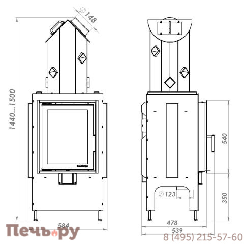 Печной камин Теплый камень WS 8 - 2 + топка Heritage с блоком мощности фото 3