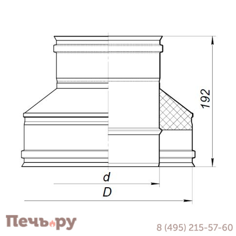 Переходник конус термо-моно Вулкан VBR50 (AISI 321 0,5 + AISI 439 0,5) черный фото 4