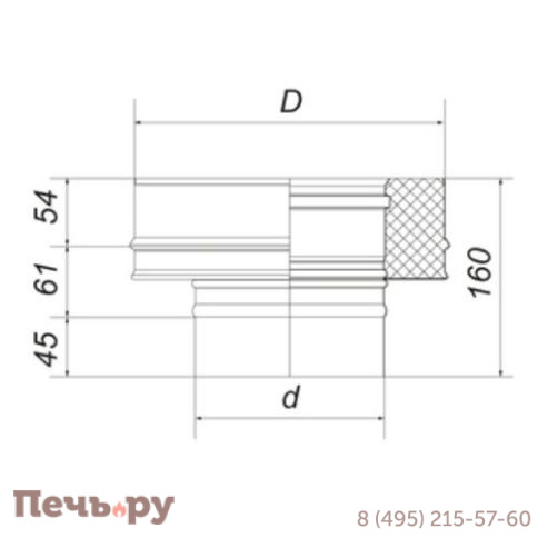 Переходник Вулкан моно-термо VBR (AISI 321 0,5 +AISI 439 0,5) черный фото 7
