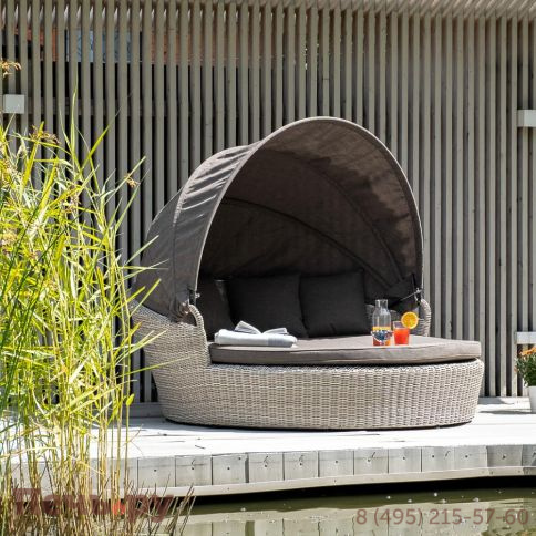 Плетеная кровать 4SiS Стильяно круглая, цвет бежевый фото 2