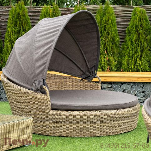 Плетеная кровать круглая 4SiS Стильяно, цвет соломенный фото 3