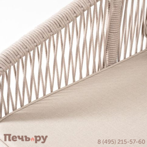 Правый модуль 4SiS Канны плетеный из роупа, основание дуб, роуп бежевый круглый, ткань бежевая 052 фото 5