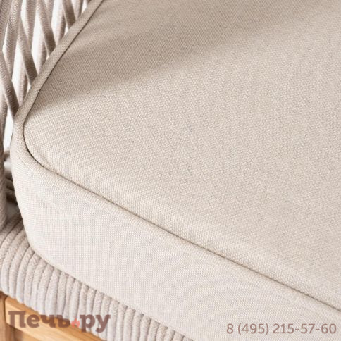 Правый модуль 4SiS Канны плетеный из роупа, основание дуб, роуп бежевый круглый, ткань бежевая 052 фото 6