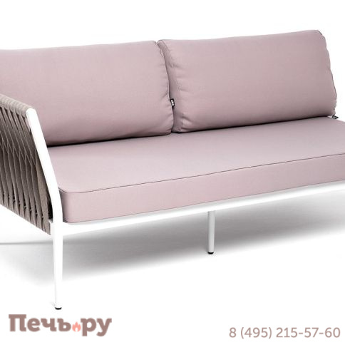 Правый модуль 4SiS Касабланка плетеный из роупа, каркас алюминий светло-серый (RAL7035) муар, роуп серо-коричневый 23мм, ткань бежевая 052 фото 3