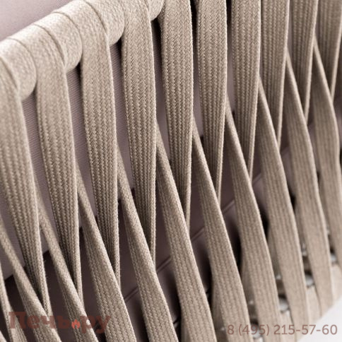 Правый модуль 4SiS Касабланка плетеный из роупа, каркас алюминий светло-серый (RAL7035) муар, роуп серо-коричневый 23мм, ткань бежевая 052 фото 5