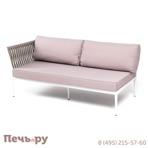 Правый модуль 4SiS Касабланка плетеный из роупа, каркас алюминий светло-серый (RAL7035) муар, роуп серо-коричневый 23мм, ткань бежевая 052 фото