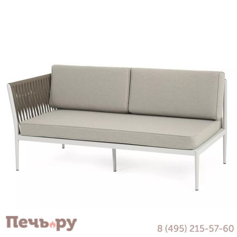 Правый модуль плетеный из роупа 4SiS Касабланка, каркас алюминий светло-серый (RAL7035) муар, роуп серо-коричневый 23мм, ткань бежевая 15052 фото