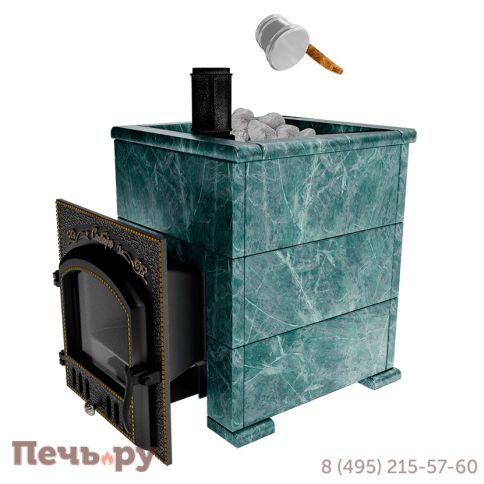 Премиальная банная печь НМК Сибирь-25 (дверка 545х545) в облицовке Оптима змеевик фото 2