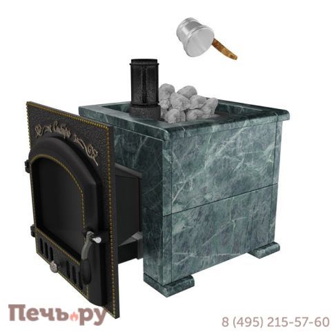 Премиальная банная печь НМК Сибирь-25 (дверка 700х700) в облицовке Оптима змеевик фото